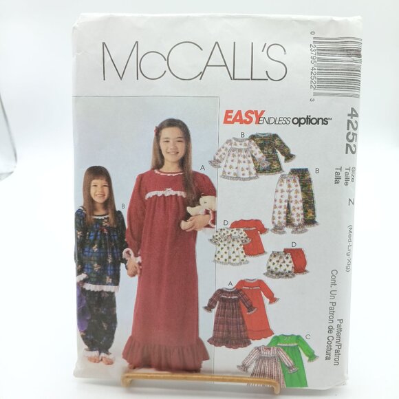 McCalls Vintage Nightgown & Pajamas Pattern 4252 Girls Sizes Med Lg Xl 2003 - Picture 1 of 2